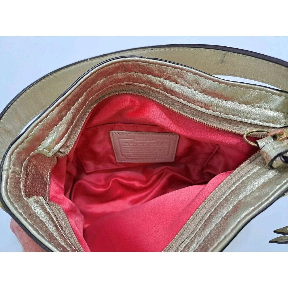 Coach Mini Zoe Vintage Hobo Shoulder Hand Bag 41856 Gold Chapagne Vintage
